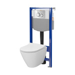 Zestaw d221 stelaż aqua 50 mechaniczny quick fix z miską wc wiszącą city oval cleanon, deską city i przyciskiem luna chrom