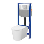 Zestaw d205 system 50 mechaniczny spłukiwanie wiirowe tornado 3/6l miska bezkołnerzowa mesta pro oval z deską duroplastową wolnoopadającą z łatwym wypinaniem, przycisk dueto chrom błysk