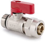 Red MINI throttle valve with O-ring and pex / al coupling 16 × 2 G1/2