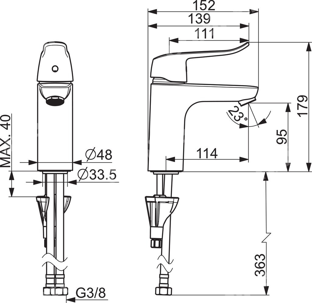 Care, basin mixer, long lever, 114 mm - 5711F