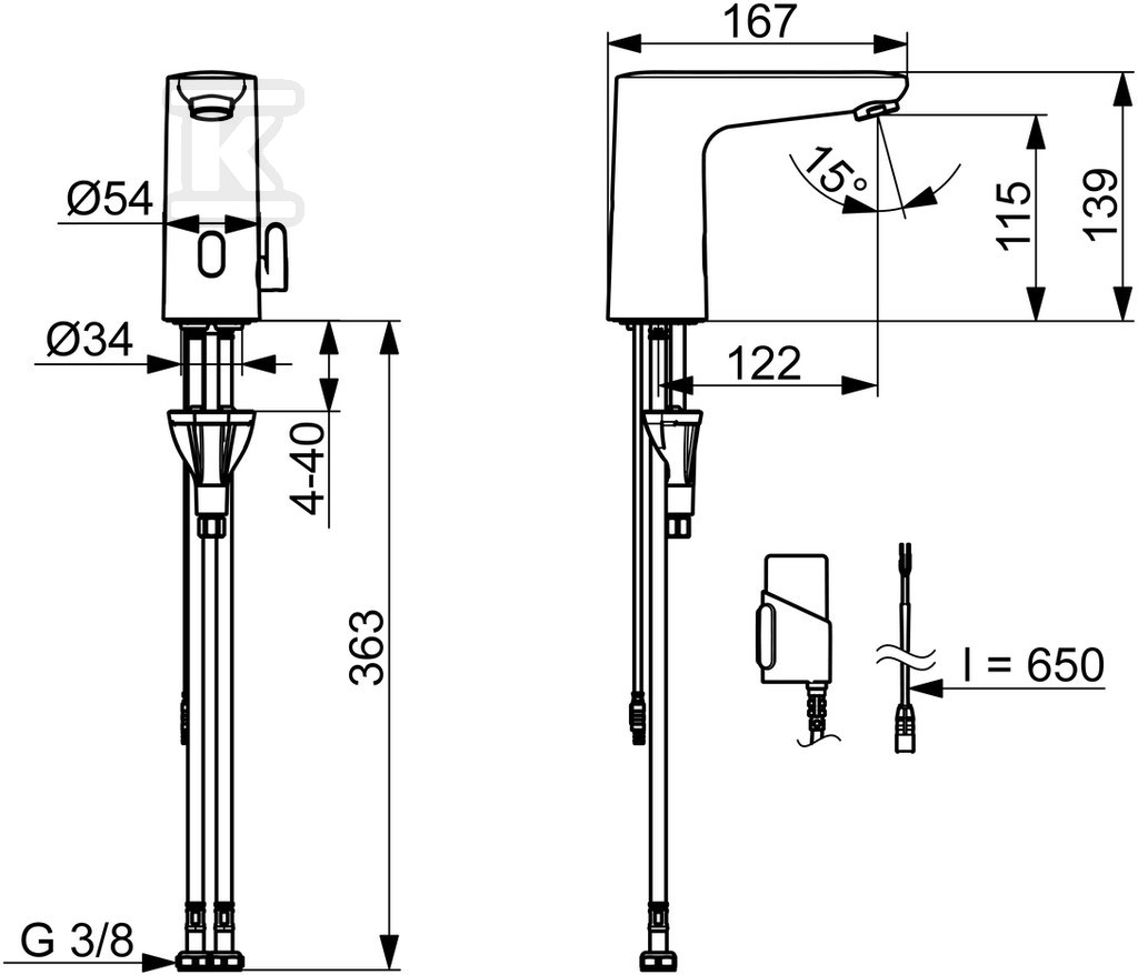 Bateria umywalkowa Electra 3 V, - 9100FZ