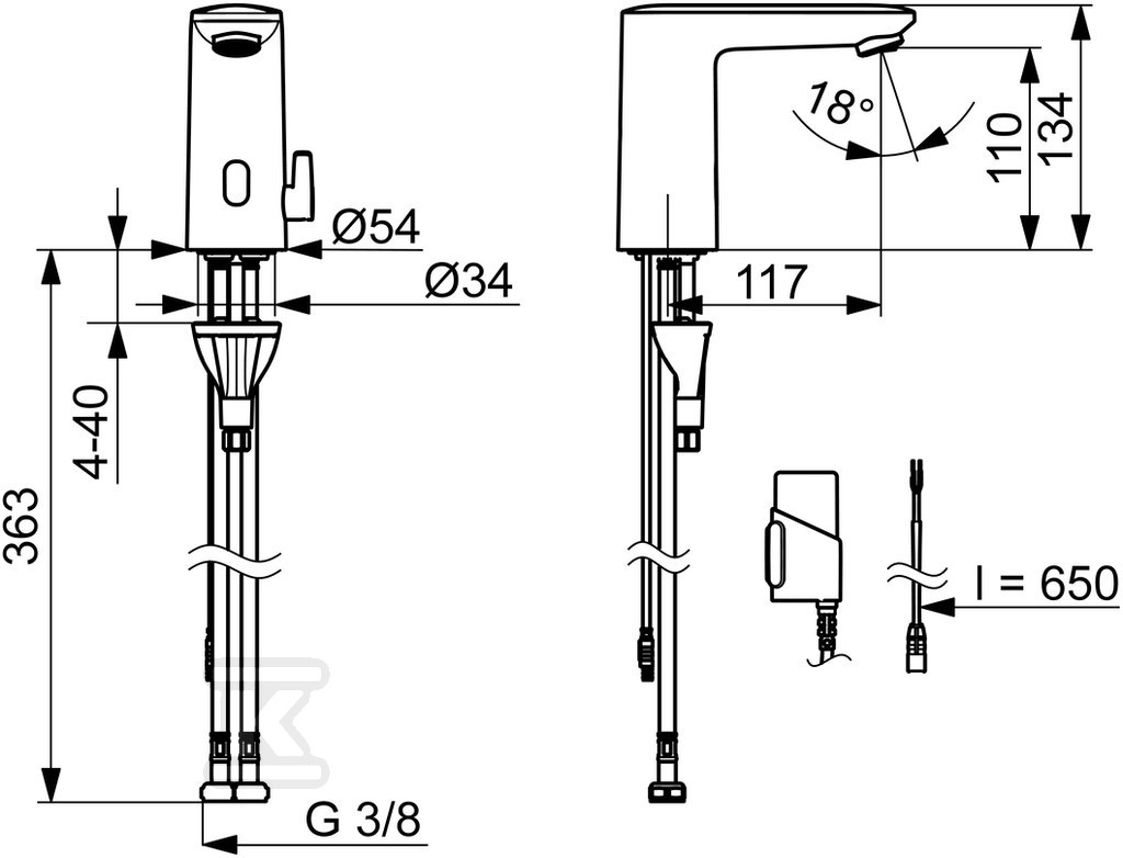 Bateria umywalkowa Electra 3 V, - 9200FZ