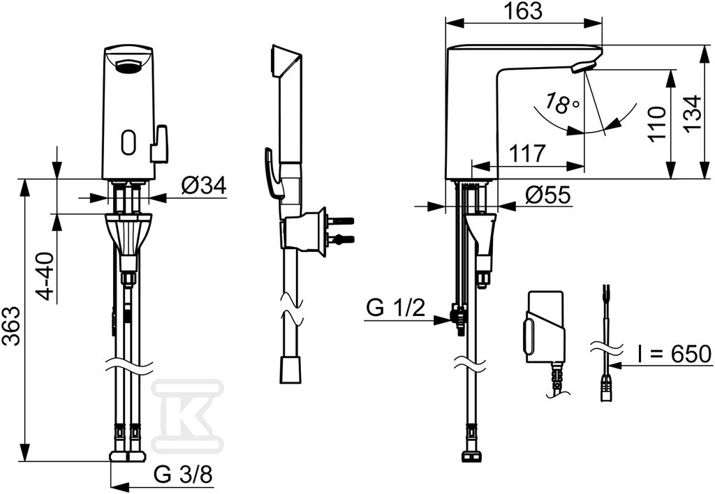 Bateria umywalkowa Electra 3 V, - 9212FZ