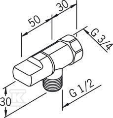 Shut-off valve, G3/4 x G1/2, shut-off - 105001