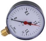 Heating manometer RF 100 RAD, fi 100 mm, 0-1.6 bar, 1/2" rad, cl. 2.5 vertical