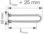 Kolano zespolone mosiężne z rurą Cu O15 Push - 14x2.0 L = 200 mm