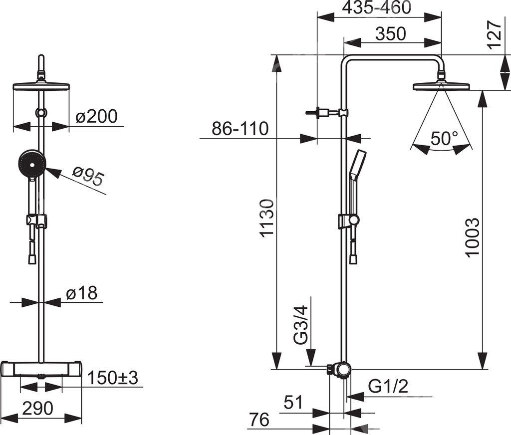 Bateria prysznicowa Nova, - 7402-33