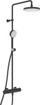 Nova, thermostatic shower mixer with rain shower, rosettes and eccentrics type S, matt black