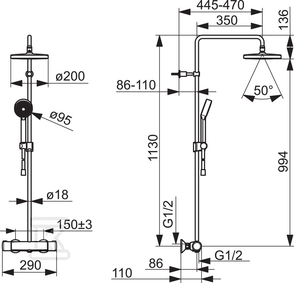 Nova thermostatic shower mixer with - 7402U