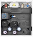 Set de amestecare PrimoBox AZB 251 într-un cabinet, supapă rotativă cu servomotor ARM 141, supapă termostatică ATM 561