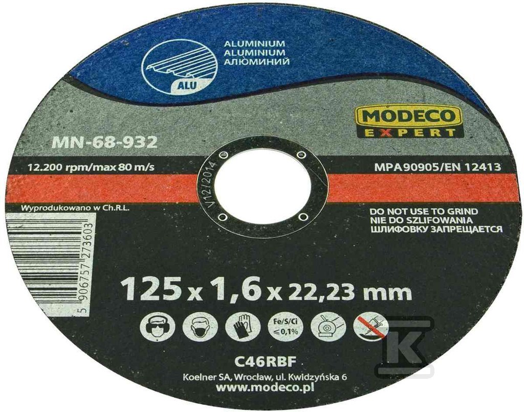 HLINÍKOVÝ ŘEZNÝ KOTOUČ 125X1,6X22,23 MM - MN-68-932