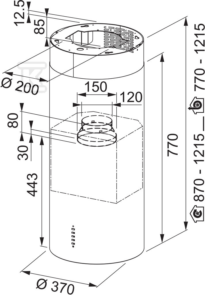 Okap wyspowy Tube Plus FTU PLUS 3707 I - 335.0588.221