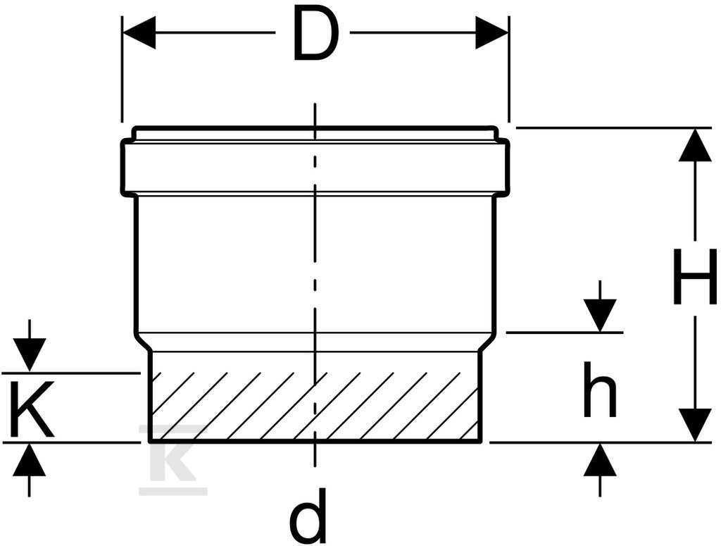 PE socket with a d125 gasket - 368.779.16.3