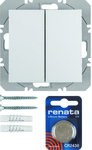 Przycisk 2-krotny płaski biały, quicklink, B.X/S.1 KNX RF