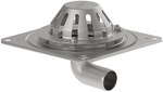 Gravity roof drain Ø50 mm with a stainless steel collar for a single insulation layer, horizontal outflow