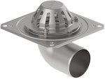 Gravity roof drain Ø110 mm with a stainless steel collar for a single insulation layer, horizontal outflow