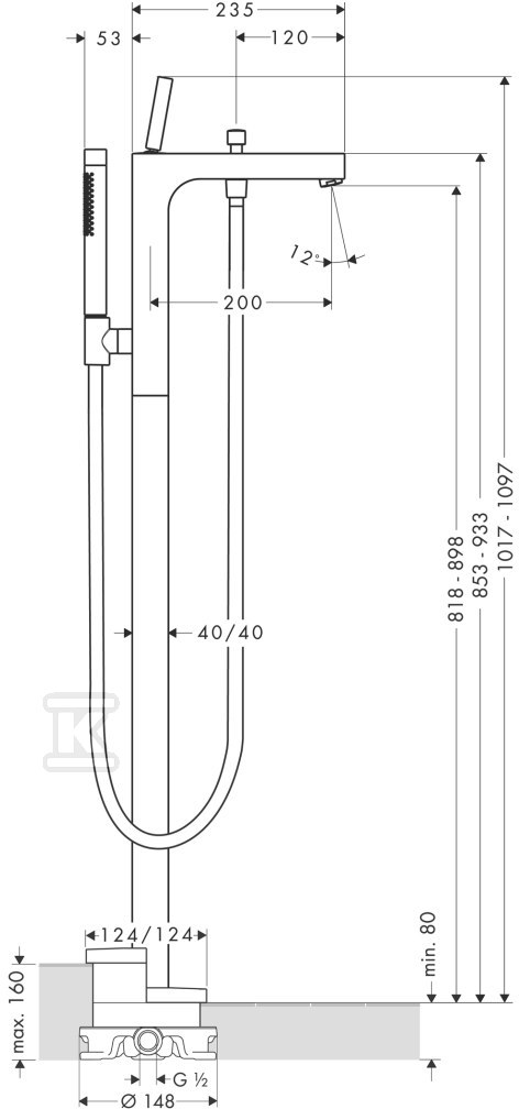 Hansgrohe AXOR Citterio одноважільний - 39451000