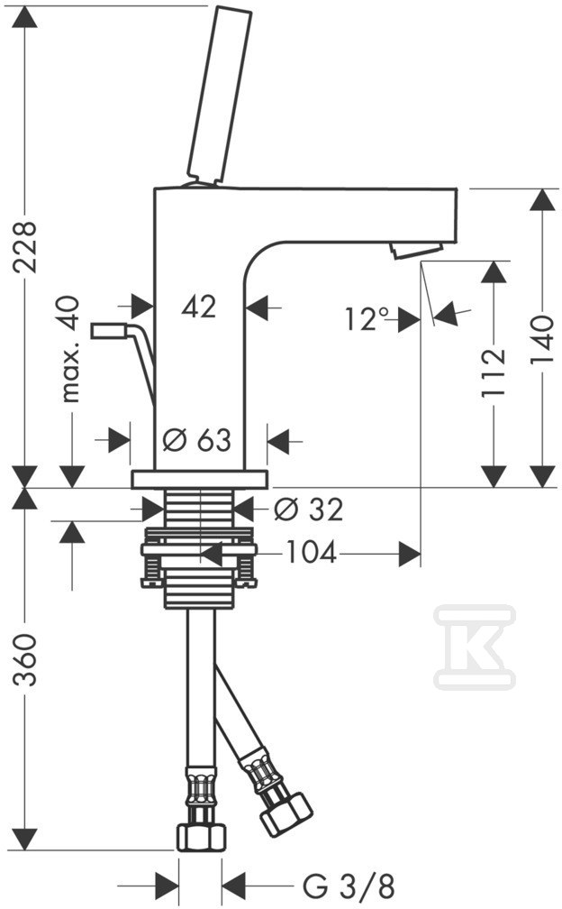 Bateria umywalkowa Hansgrohe Axor - 39010000