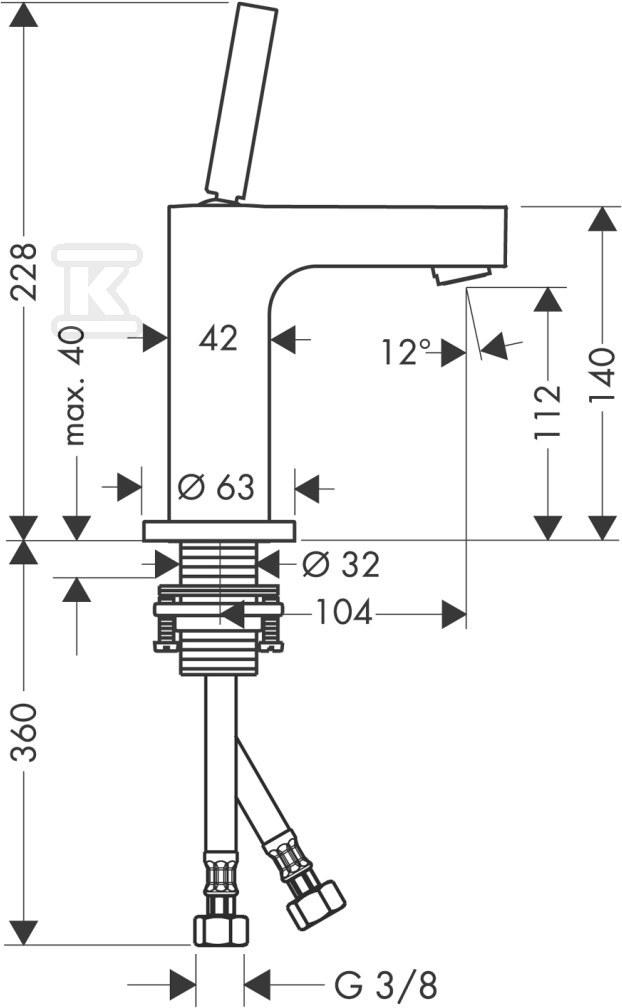 Bateria umywalkowa Hansgrohe Axor - 39018000