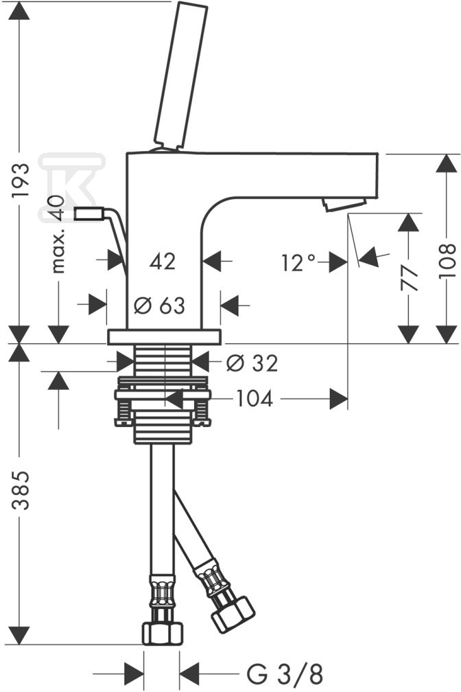 Bateria umywalkowa Hansgrohe Axor - 39015000