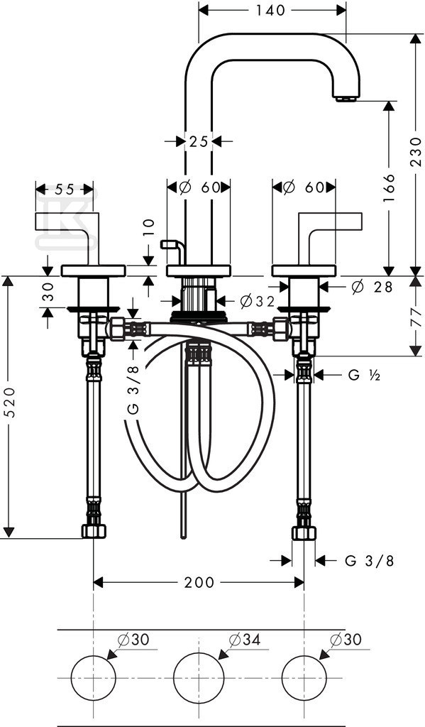 Bateria umywalkowa Hansgrohe Axor - 39135000