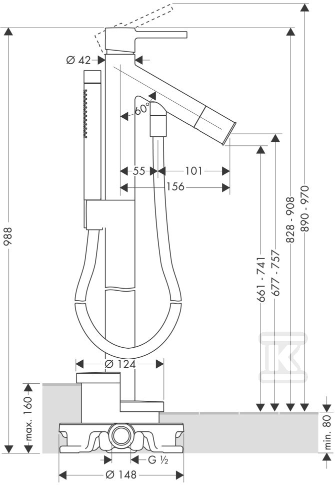 Bateria wannowa Hansgrohe Axor Starck - 10456000