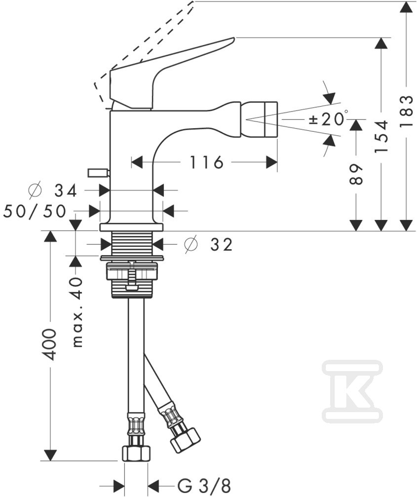 Bateria bidetowa Hansgrohe Axor - 34210000