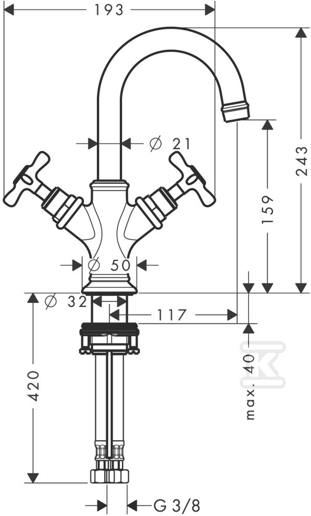 Bateria umywalkowa Hansgrohe Axor - 16505000