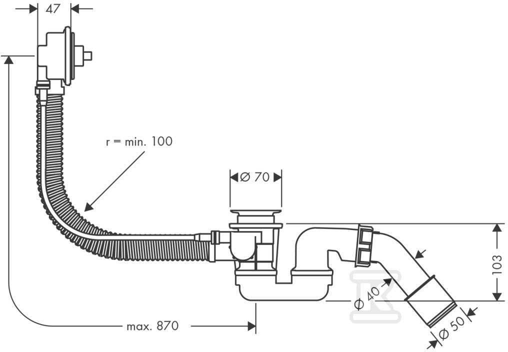 Hansgrohe Flexaplus, гнучкий злив і - 58141180