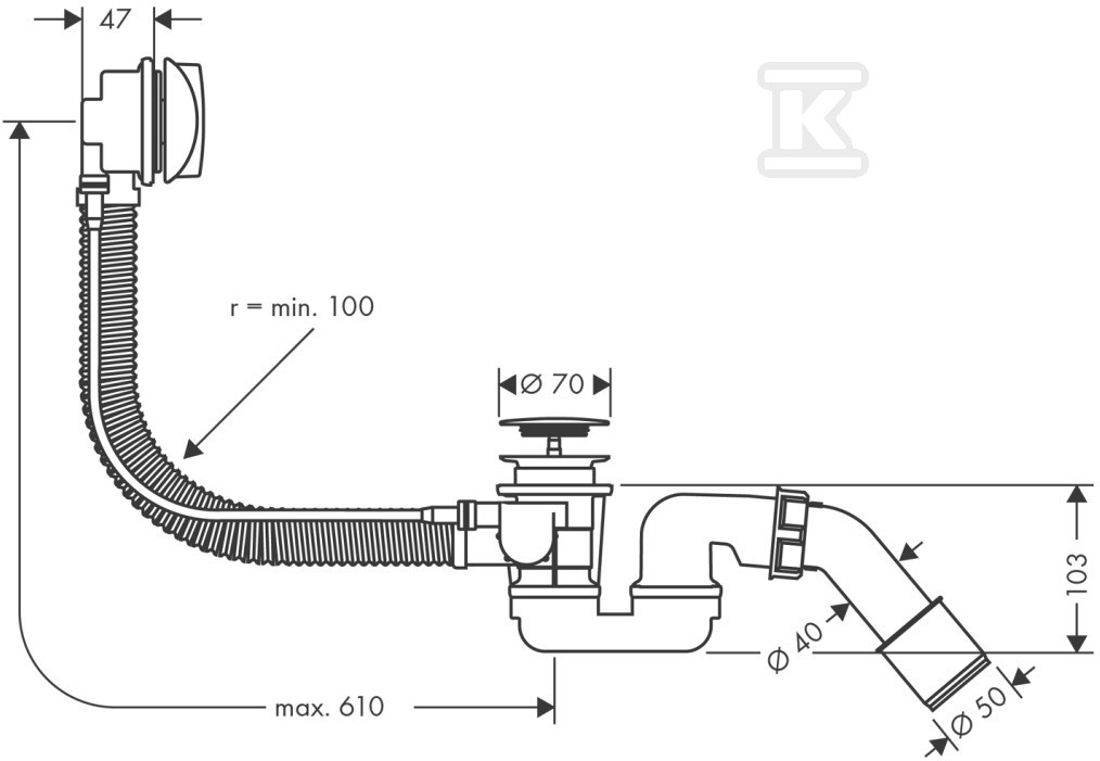 Hansgrohe Flexaplus, гнучкий злив і - 58143000