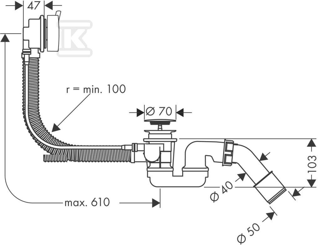 Hansgrohe Flexaplus S, гнучкий злив і - 58150000