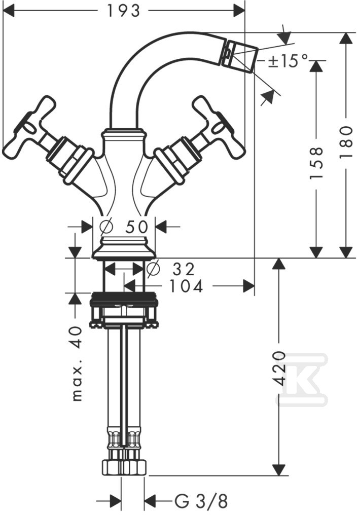 Bateria bidetowa Hansgrohe Axor - 16520000