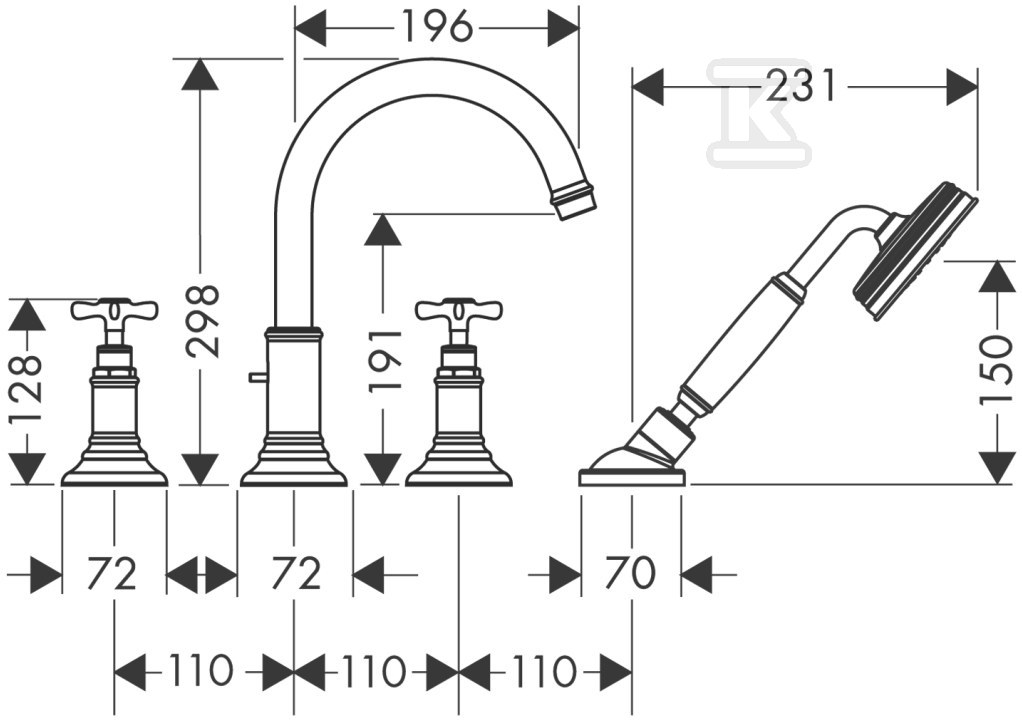 Element zewnętrzny Hansgrohe Axor - 16544820