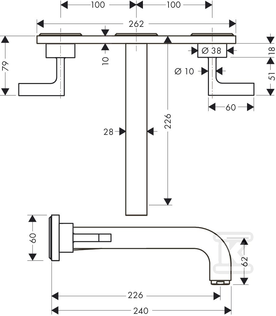 Bateria umywalkowa ścienna Hansgrohe - 39148000