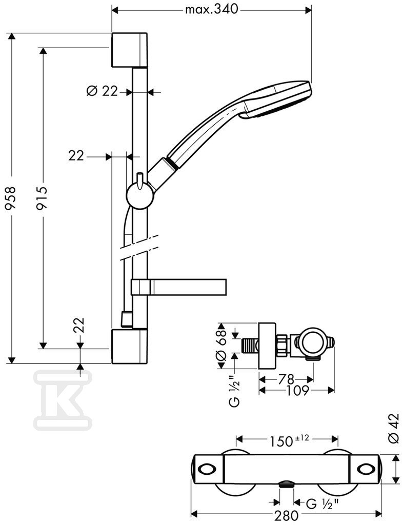 Ensemble de douche Hansgrohe Croma 100 - 27085000