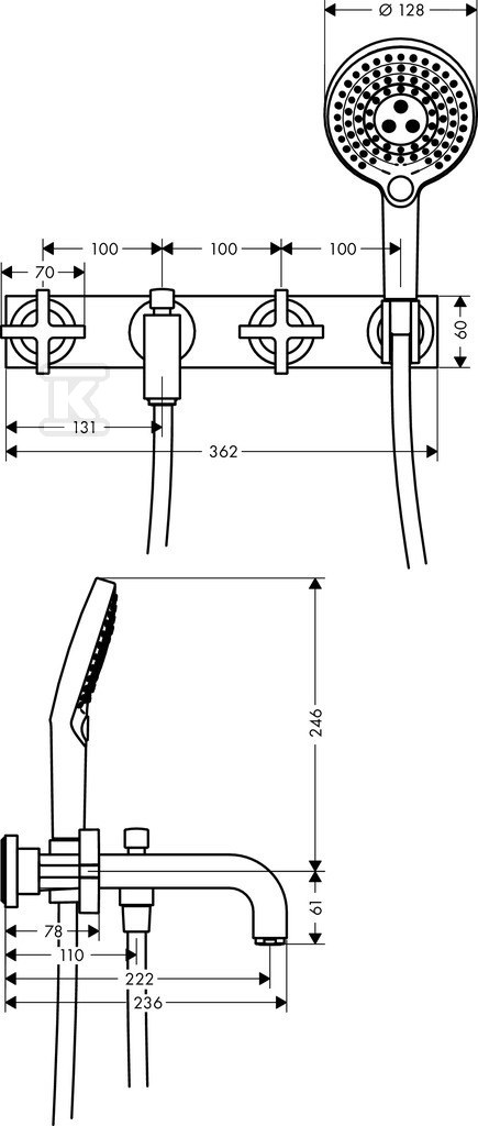 Bateria ścienna Hansgrohe Axor Citterio - 39442000