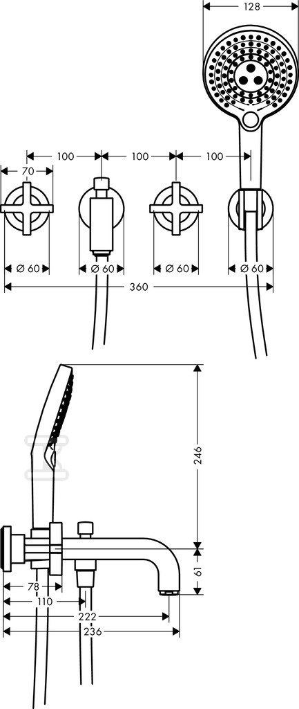 Bateria ścienna Hansgrohe Axor Citterio - 39447000