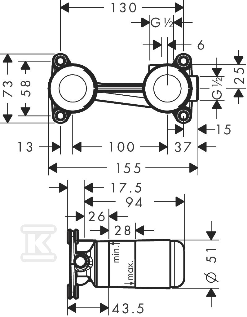 Hansgrohe ugradbeni set za ugradnu - 13622180