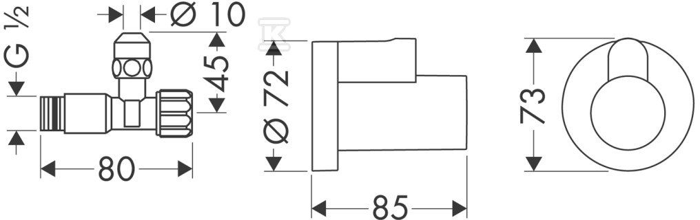 Zawór kątowy Hansgrohe chrom 13954000 - 13954000