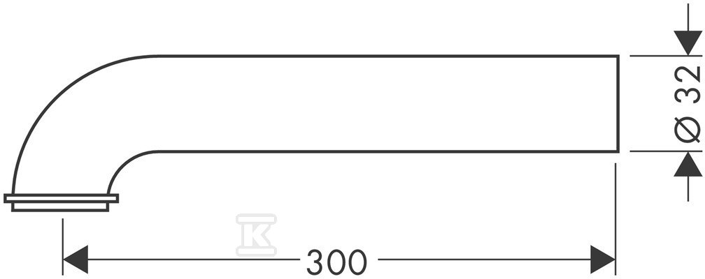 Труба Hansgrohe Edge гнута - хром - 53555000