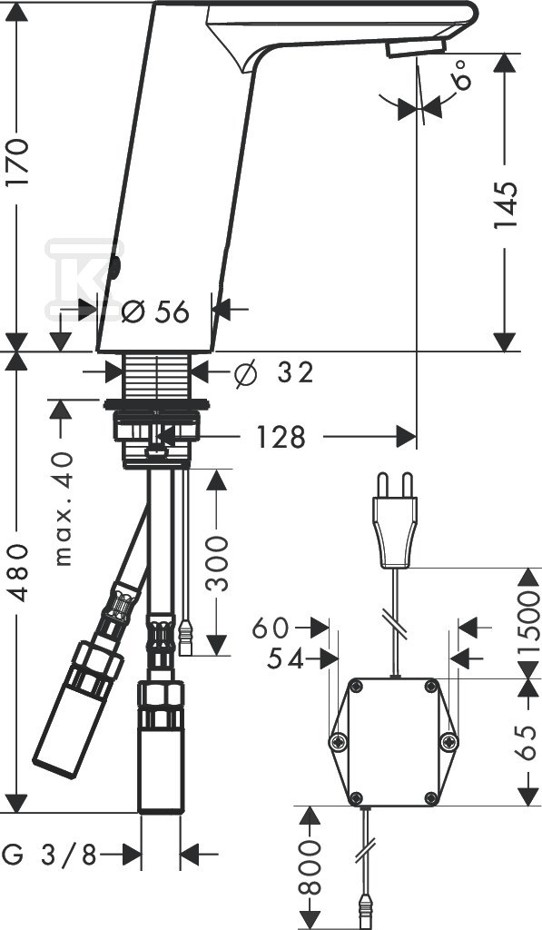 Bateria umywalkowa Hansgrohe Samoczynna - 31103000