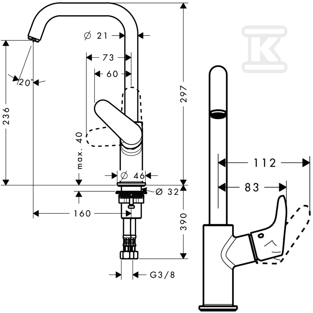 Bateria umywalkowa Hansgrohe 240 Focus, - 31519000