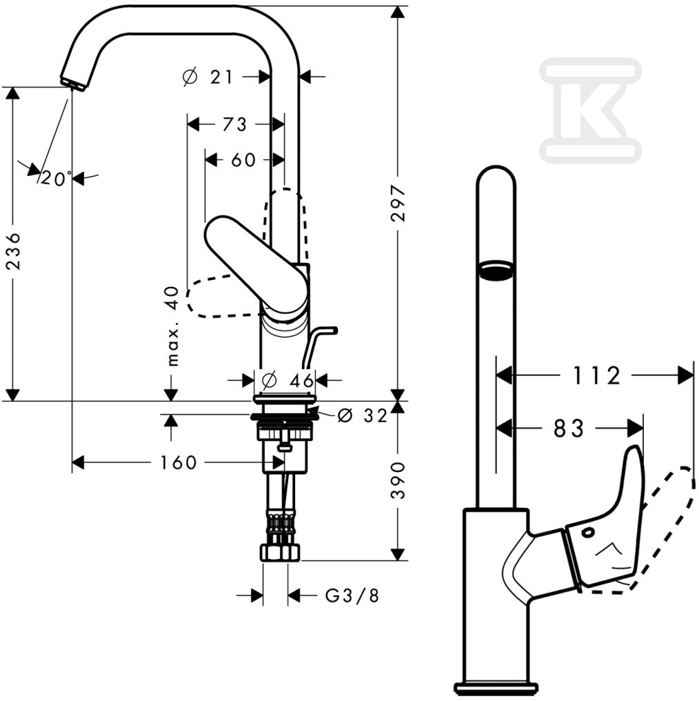 Bateria umywalkowa Hansgrohe 240 Focus, - 31609000