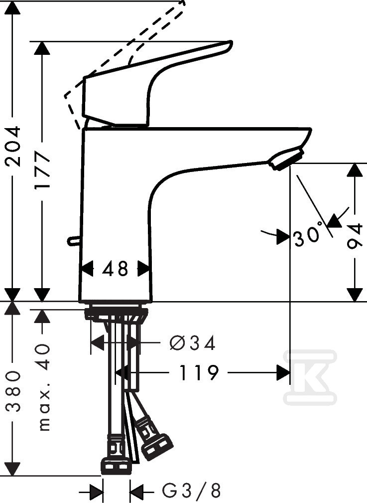 Hansgrohe single lever basin mixer 100 - 31607000