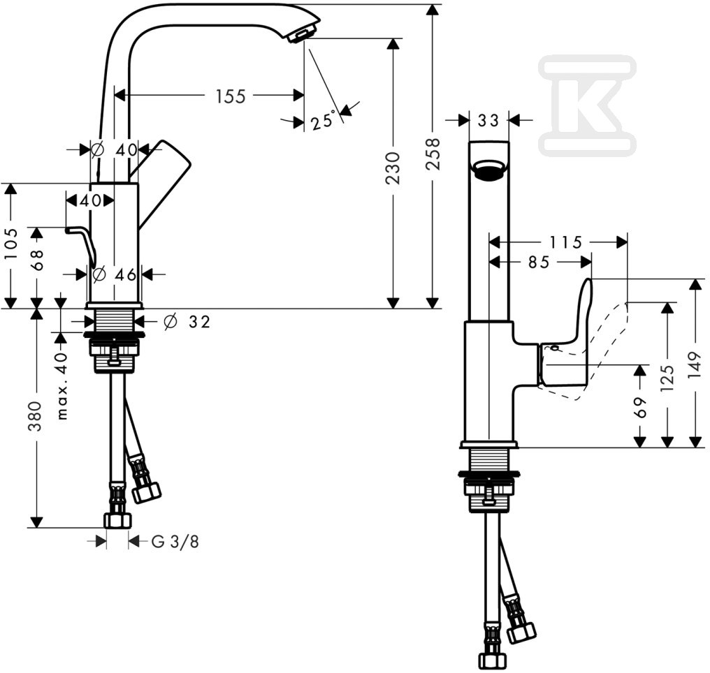 Bateria umywalkowa Hansgrohe Metris E2 - 31087000