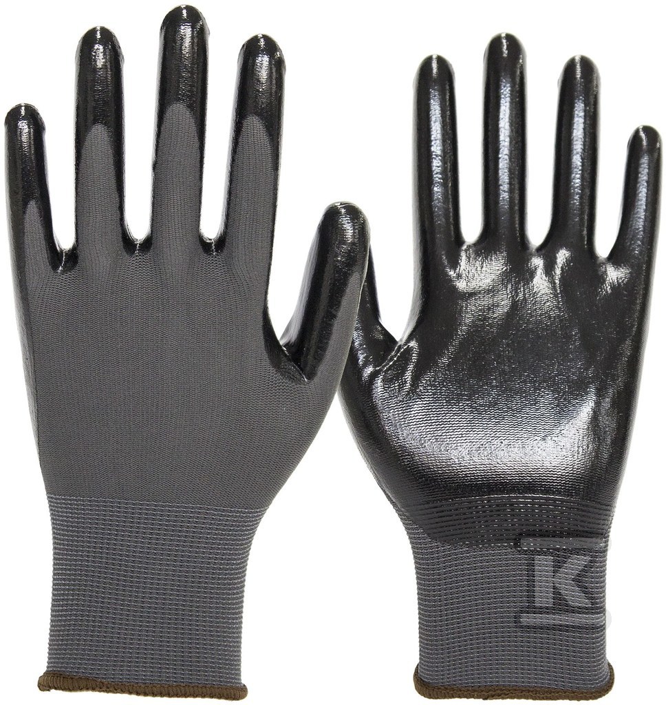 Nylon / nitrile gloves, size 10, black. - N1002GB10