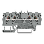 Złączka 4-przewodowa przelotowa 1,5 mm do zastosowań Ex e II opis z boku i na środku na szynę TS 35 x 15 i 35 x 7,5 Push-in CAGE CLAMP 1,50 mm szara