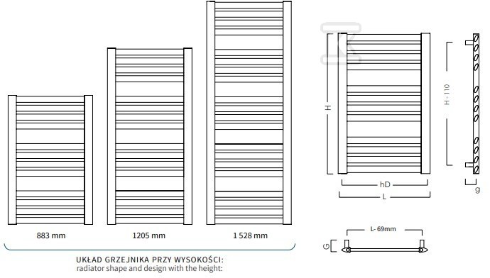 Grzejnik drabinkowy MAKAO 577X883, - MAK-60/90C31