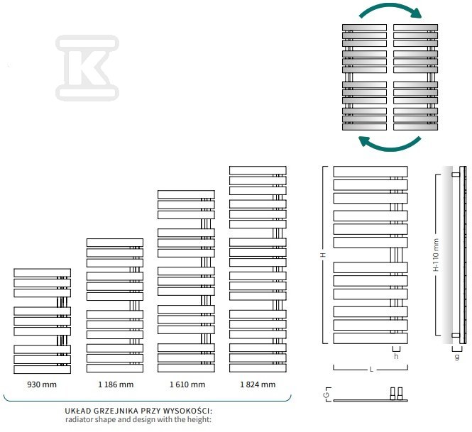 NÉVTELEN létraradiátor 500/930 355W, - NAM-50/90