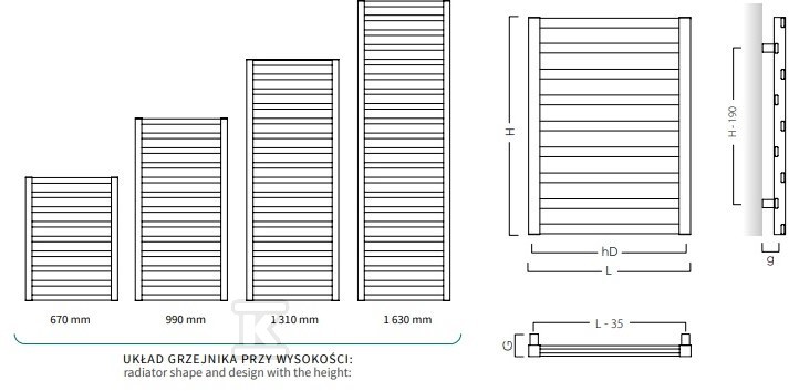 Radiator suport prosoape POPPY 500X670, - PPY-50/70